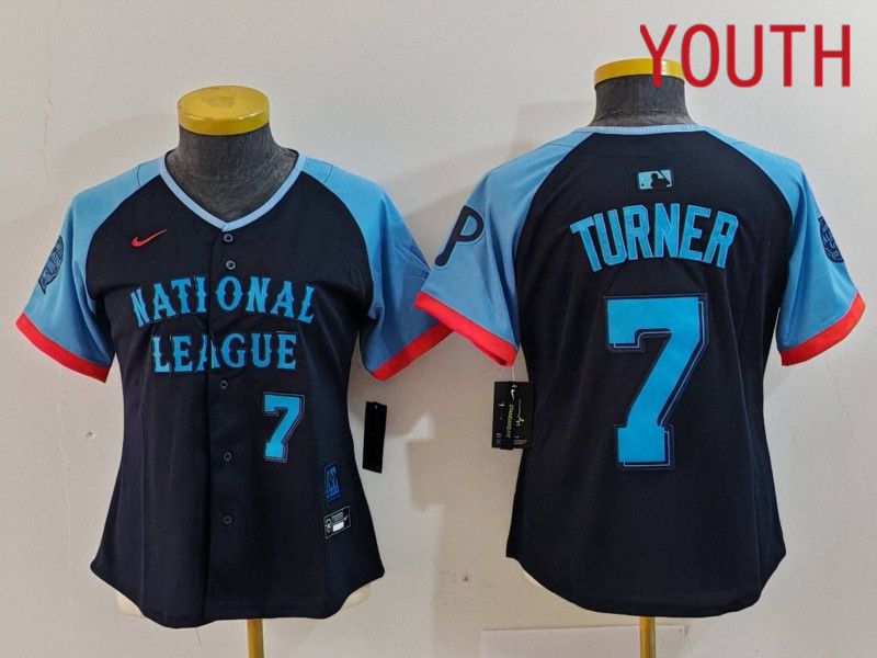 Youth Philadelphia Phillies #7 Turner Blue All star 2024 Nike MLB Jersey style 5